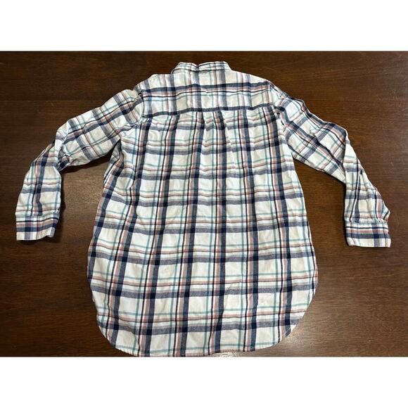 Madewell Women Small Long Sleeve 3/4 Button Up Plaid Flannel Shirt Pockets Fall - Picture 4 of 10